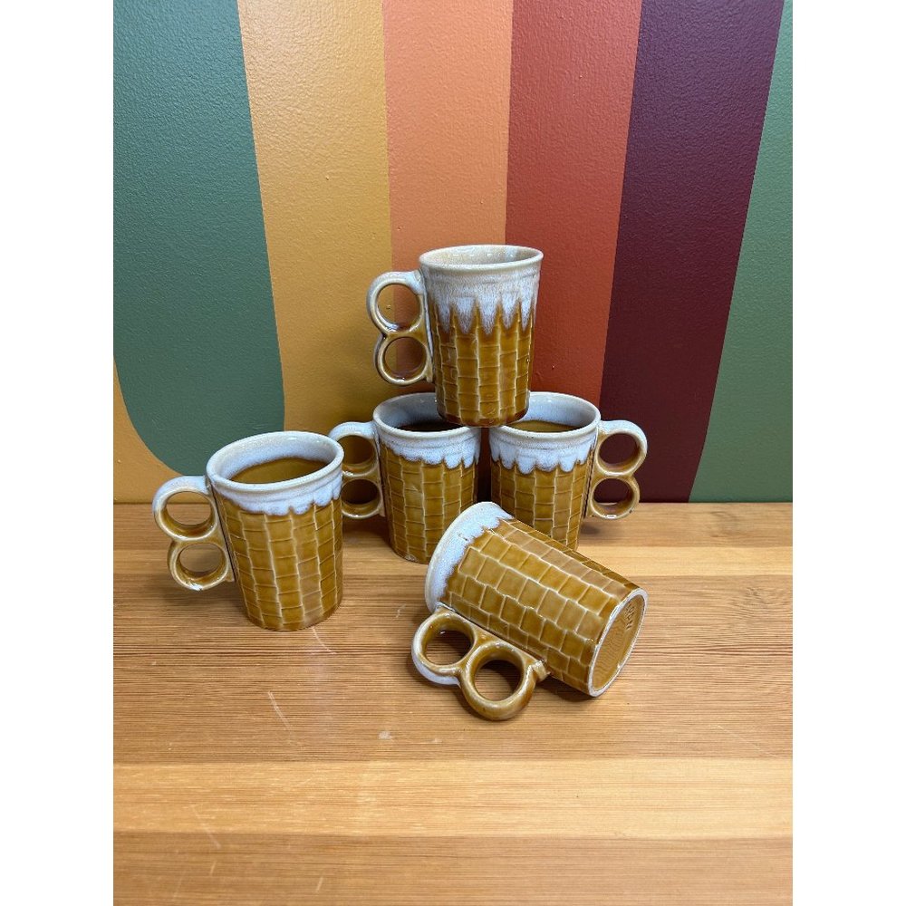 Ceramic ice cream Mugs Collectible Set of 5 Each Made in Japan vintage